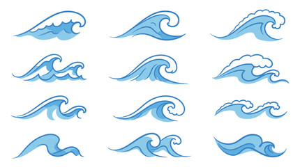 Obraz premium set of sea waves vector