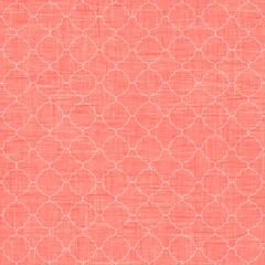 White ogee brick tiles pattern on peach textured background, seamless pattern