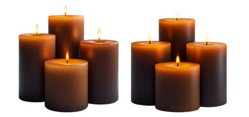 Burning candles isolated on transparent background