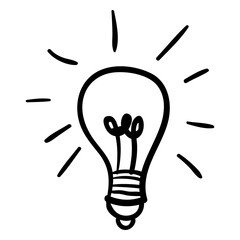 Lit light bulb doodle © Vexels