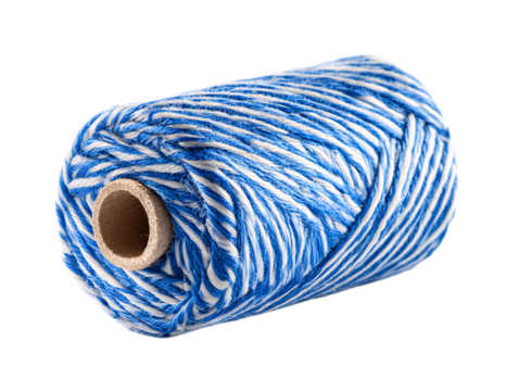 Blue striped cotton bakers twine spool on png