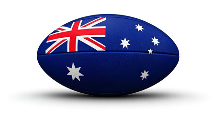 Australian rules football with the australian flag design on a white background in a studio shot