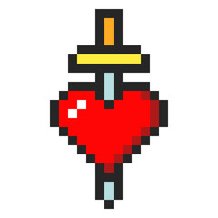 Romantic heart with a sword