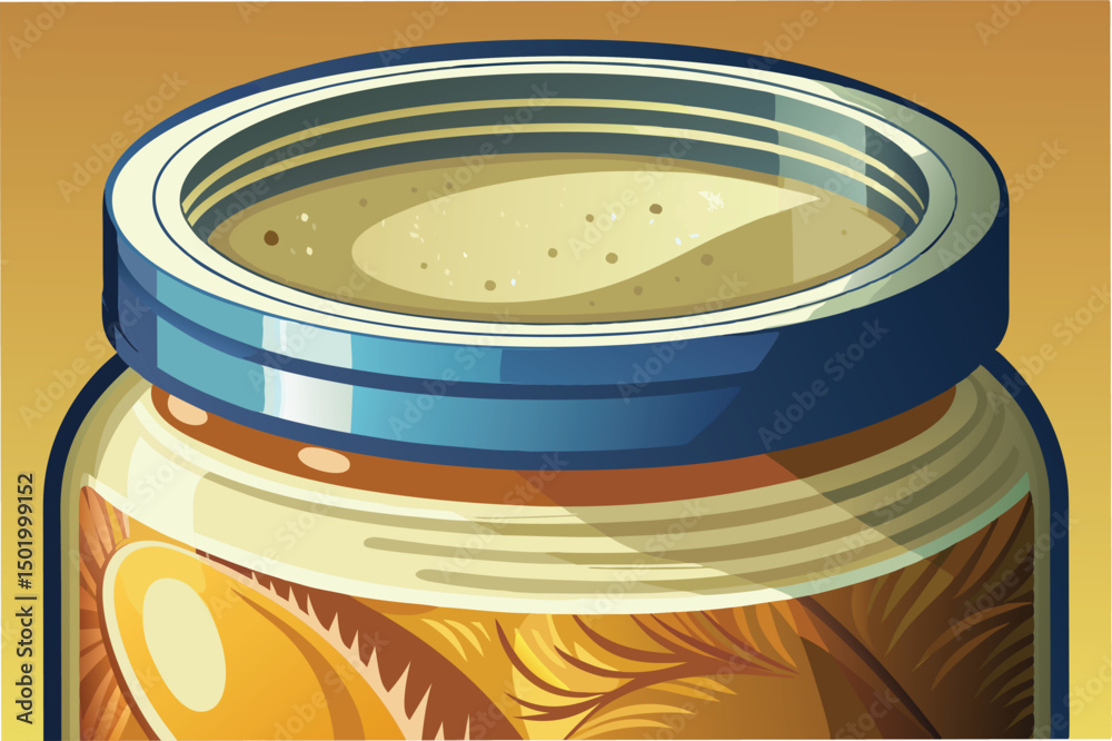Fototapete detailed vector illustration of a wooden jar with a metallic lid showcasing a smooth, polished desig