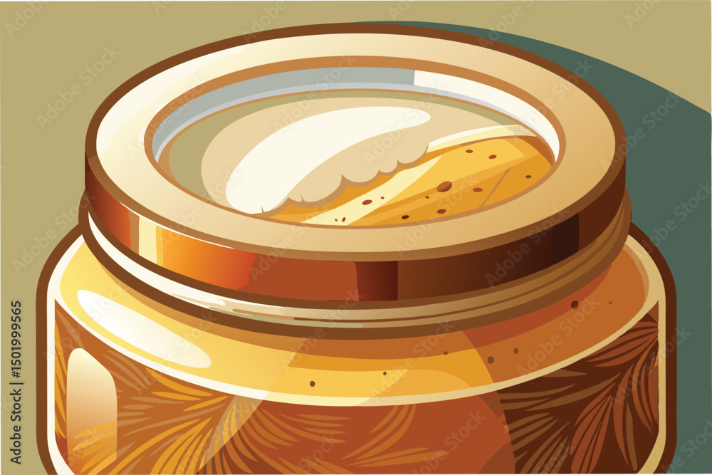 Fototapete detailed vector illustration of a wooden jar with a metallic lid showcasing a smooth, polished desig
