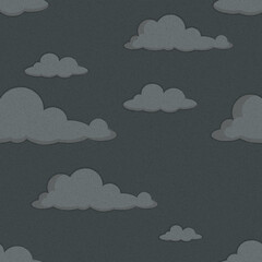 Seamless vector pattern of black clouds on a white background. Ideal for moody designs, stormy weather concepts, emotional themes, wallpaper, textiles, and minimalist abstract projects