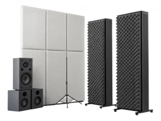 Sound isolation system png soundproofing system png acoustic barrier png studio isolation gear png white background image