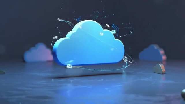 3d cloud icon on a dark surface