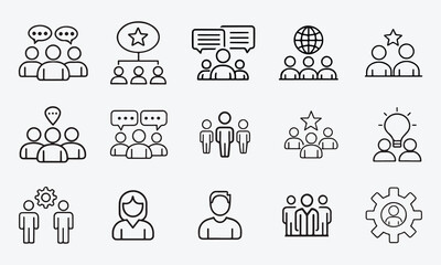 set of business people, Team Business People Icon Set of Line Vector Style on White Background