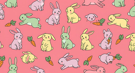 Fototapeta premium Rabbit and Carrot Pattern Design