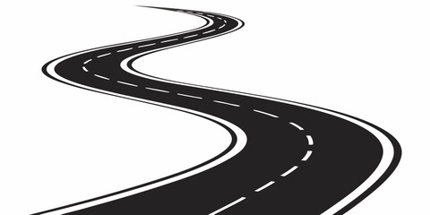 Vector art of Winding road with dashed lines isolated on transparent background
