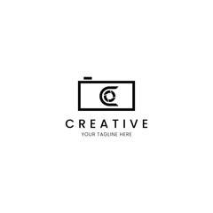 Minimalist logo letter C with camera for your brand