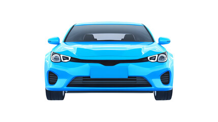 Blue Car Front View isolated on transparent white background, clipping path