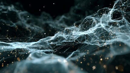 Abstract Dark Blue and Gold Digital Art Network Web Background Texture Elegant Design Futuristic Technology Modern Style Illustration Graphic Design Element for Web Banner         