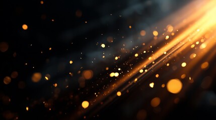 Obraz premium Golden Light Particles in Dark Background