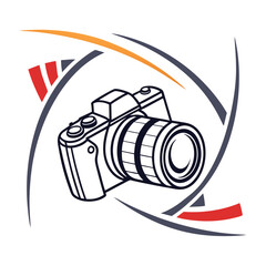abstract camera lens icon modern photography logo