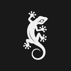 A simple and elegant white outline of a gecko lizard
