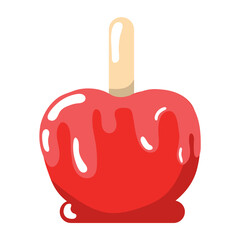 Red candy apple treat. Vector