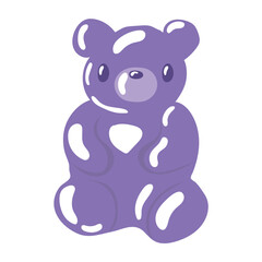 Purple gummy bear candy. Vector