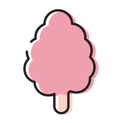 Pink cotton candy stick. Vector