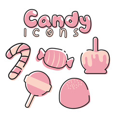 Outlined pink candy set. Vector