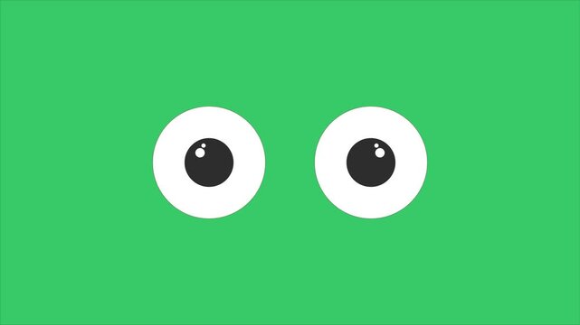 Cartoon Blinking eye animation on green screen 
