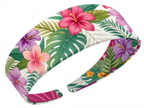 Tropical floral hairband png island headband png flower crown png summer hair accessory png Hawaiian hair tie png beach headband png transparent background image