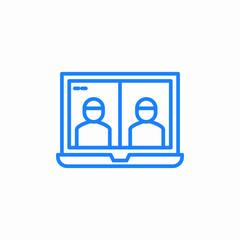 laptop with two people on screen icon sign vector