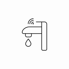 touchscreen faucet with water drop and wireless communication symbol icon sign vector