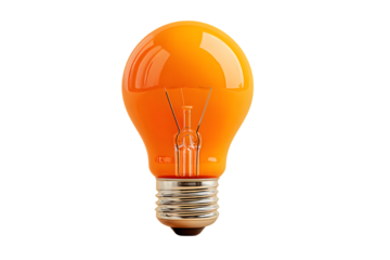 Illuminated Orange Light Bulb on Black Background  Ideal for Creativity Innovation and Energ