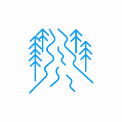 winding river trees icon sign vector