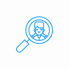 woman in magnifier research icon sign vector