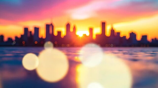 Blurred City Sunset Silhouette