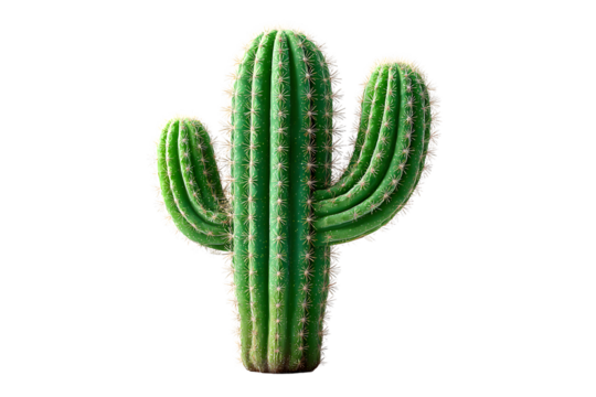 A vibrant green cactus with spines isolated on a black background for versatile design applica - Powered by Adobe