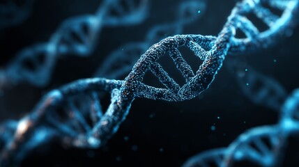 Abstract Blue DNA Helix Structure Detailed 3D Render Science Genetic Engineering Technology Medical Research Healthcare Biology Double Helix Molecular Background Illustration art  