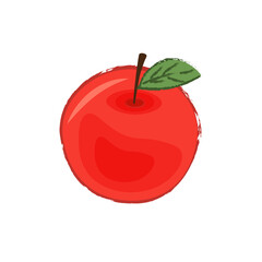 Hand drawn Apple on white background. Perfect for autumn designs, DIY crafts, invitations and nature themed illustrations. Vector illustration