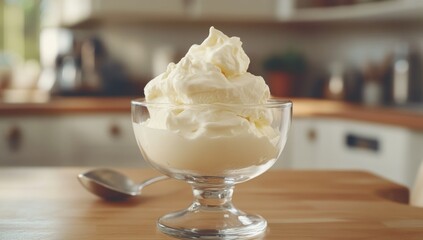 Delicious Creamy Dessert in Glass Bowl
