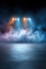 Obraz premium Smoky Stage: Illuminated Ground with Dramatic Lighting