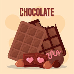 Chocolate bar and truffles. Vector