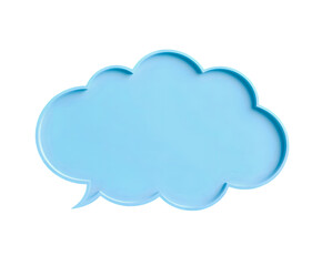 Obraz premium Blank Blue Cloud Speech Bubble or Thought Bubble on Transparent Background