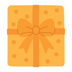 Teal gift box with vertical stripes and coral bow, great for holiday and celebration themes.