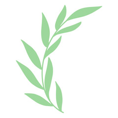 Green branch with leaves flat