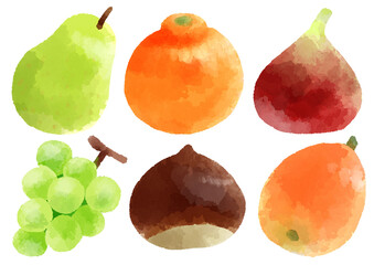 果物のアイコン　 イラスト　手描き　水彩風