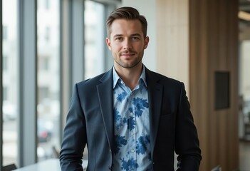 Confident Businessman in Modern Office Environment