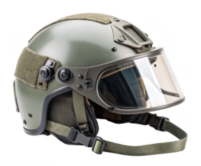 War combat helmet with visor PNG tactical headgear with shield PNG military protective helmet PNG combat helmet with face guard PNG army gear PNG transparent background image