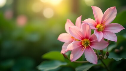 Obraz premium Close-Up of Light Pink Flowers with Soft Green Background – Garden Bloom