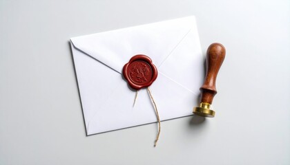 Red Wax Seal Stamp on White Letter Paper – Vintage Authenticity Concept
