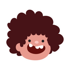 Happy boy with curly hair. Vector
