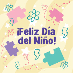 Puzzle pieces and paper planes. Vector