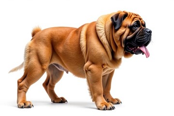 Obraz premium Large, muscular mastiff, isolated on pure white, jaws, mastiff, fur